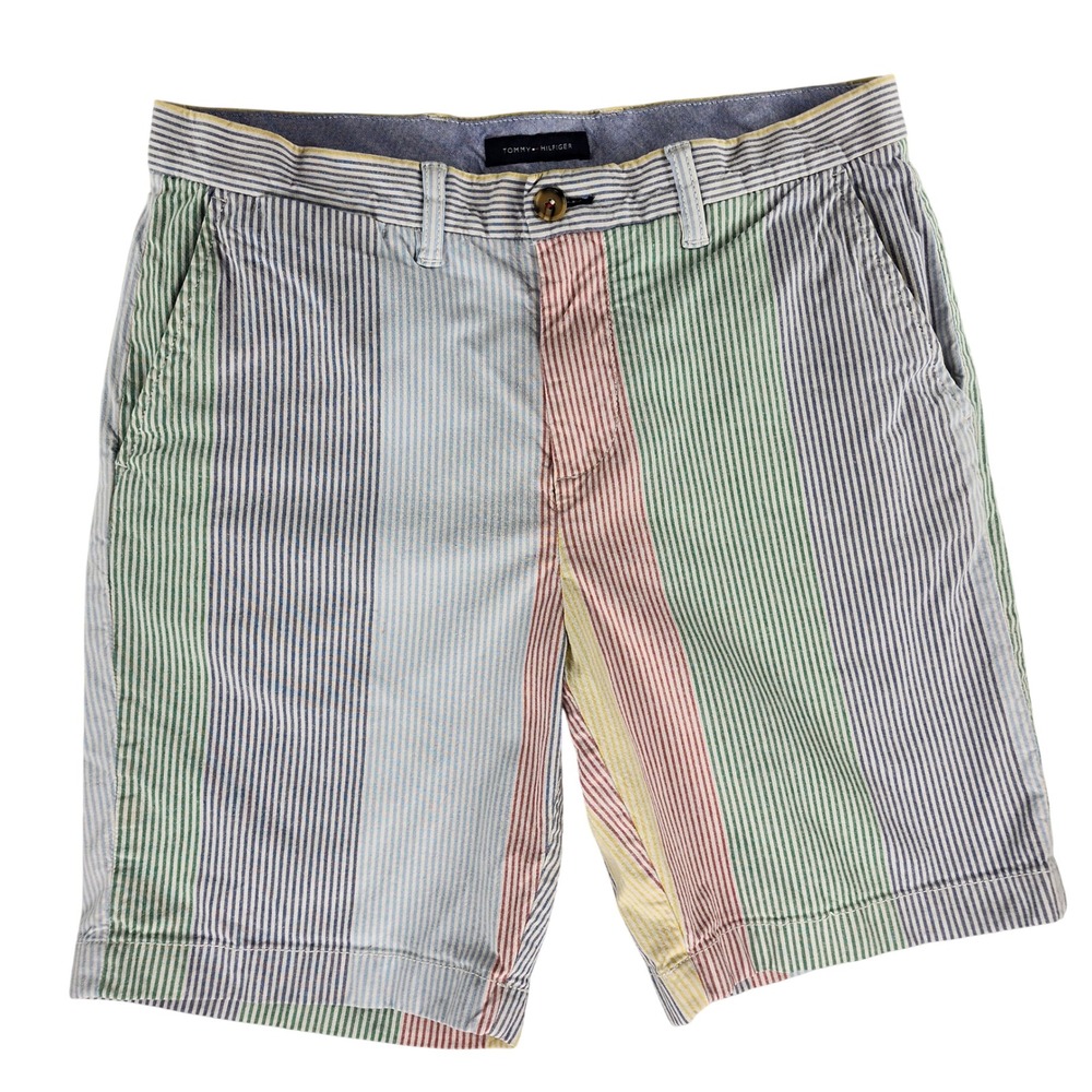 Tommy‎ Hilfiger Shorts Mens 32 Multi Color Striped Seersucker Cotton